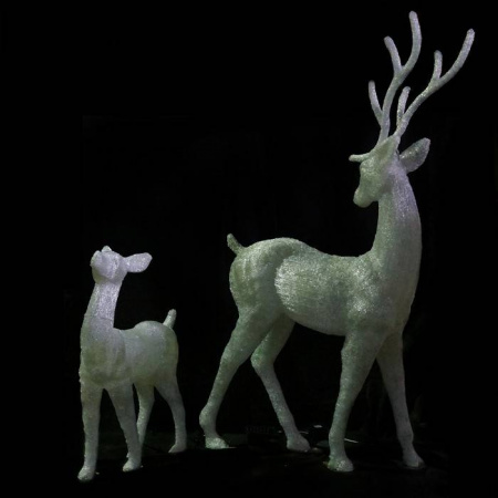 Световые акриловые фигуры "Пара благородных оленей", белые