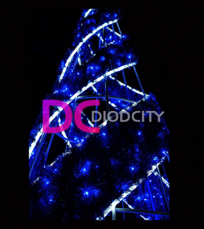 Светодиодная ёлка "Конус" 300х120 см, белая, гирлянда синяя flash
