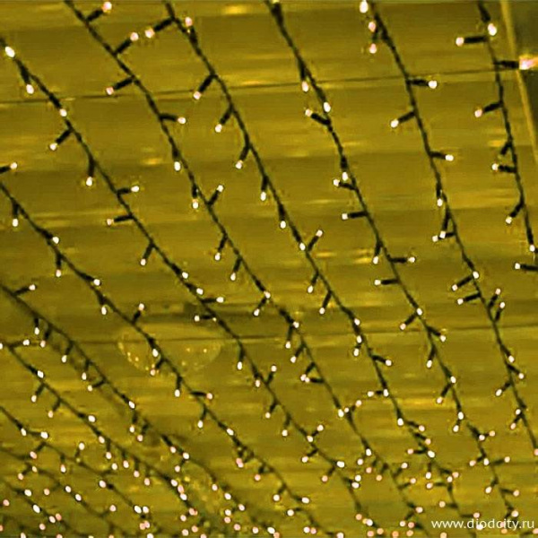 Светодиодный мерцающий занавес "Дождь", IP65, 2x9м, желтый Светодиодный мерцающий занавес "Дождь", IP65, 2x9м, желтый