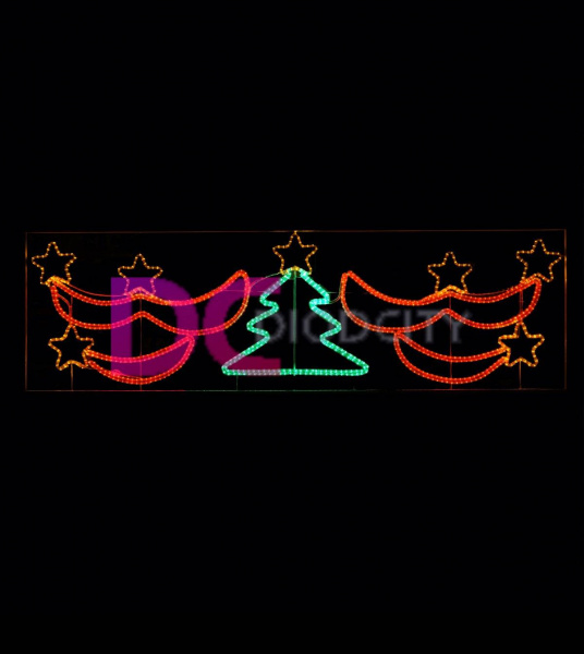 Светодиодное панно "Елочка со звездами" 90 * 300 см