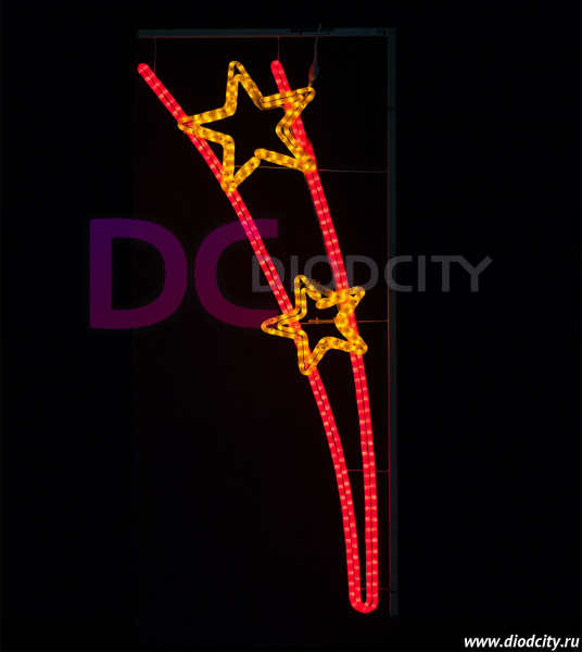 Световая консоль "2 звезды" 150*60 см, желтый/красный